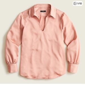 2 for $30 sale: J. Crew blush mauve pink satin pullover collared blouse - XL